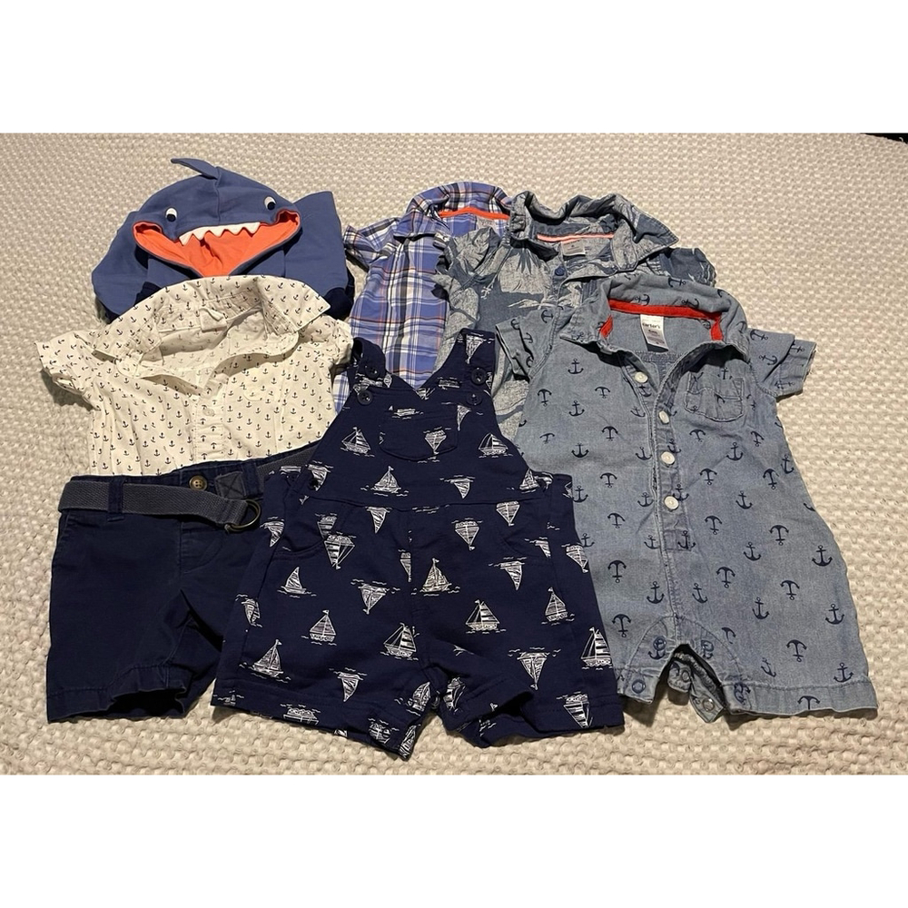 6M Boys Nautical Outfit 11 piece Set | Anchors, Stripes, Seaside Style
